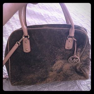 Distressed Brown Leather Michael Kors Purse